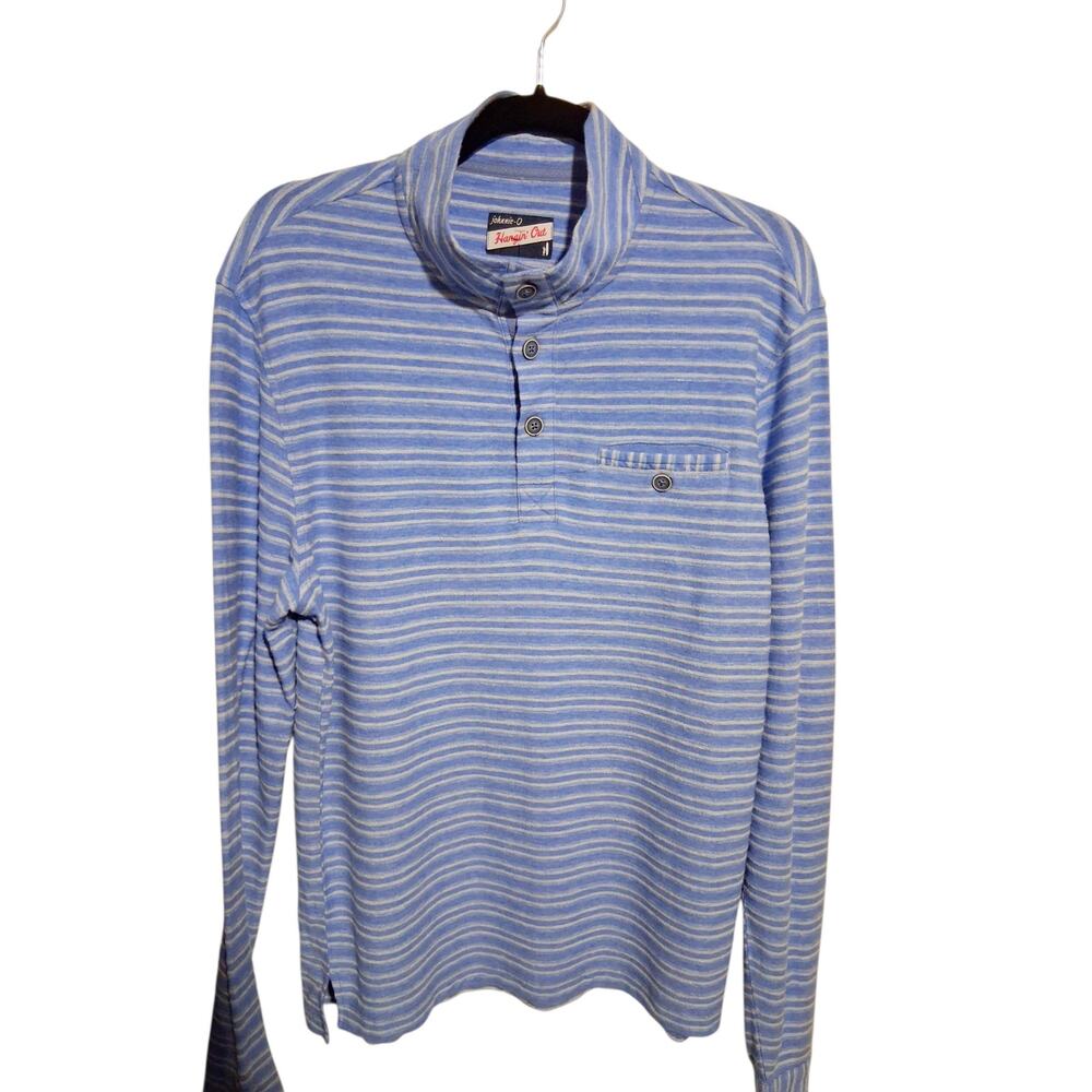 Johnnie-O Hangin' Out Stripped Mens size Medium Rocky Henley‎ Casual Pullover